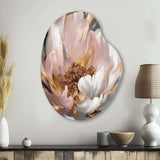 Marble Pink Gold Peony Flower II - Asymmetric Metal Wall Art