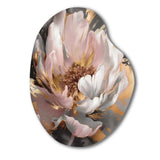 Marble Pink Gold Peony Flower II - Asymmetric Metal Wall Art