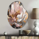 Marble Pink Gold Peony Flower II - Asymmetric Metal Wall Art