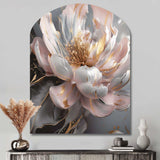 Marble Pink Gold Peony Flower III - Asymmetric Metal Wall Art