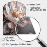 Marble Pink Gold Peony Flower III - Asymmetric Metal Wall Art