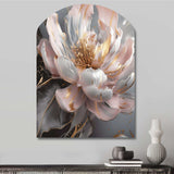 Marble Pink Gold Peony Flower III - Asymmetric Metal Wall Art