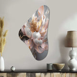 Marble Pink Gold Peony Flower III - Asymmetric Metal Wall Art