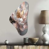 Marble Pink Gold Peony Flower III - Asymmetric Metal Wall Art