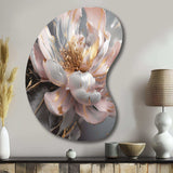 Marble Pink Gold Peony Flower III - Asymmetric Metal Wall Art