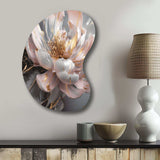 Marble Pink Gold Peony Flower III - Asymmetric Metal Wall Art