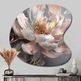 Marble Pink Gold Peony Flower III - Asymmetric Metal Wall Art