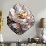 Marble Pink Gold Peony Flower III - Asymmetric Metal Wall Art