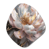 Marble Pink Gold Peony Flower III - Asymmetric Metal Wall Art