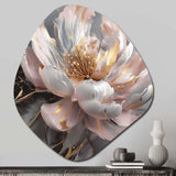 Marble Pink Gold Peony Flower III - Asymmetric Metal Wall Art