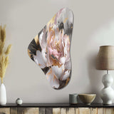 Marble Pink Gold Peony Flower IV - Asymmetric Metal Wall Art