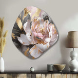 Marble Pink Gold Peony Flower IV - Asymmetric Metal Wall Art