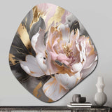 Marble Pink Gold Peony Flower IV - Asymmetric Metal Wall Art