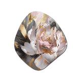 Marble Pink Gold Peony Flower IV - Asymmetric Metal Wall Art