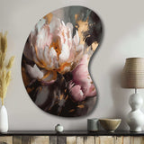 Marble Pink Gold Peony Flower V - Asymmetric Metal Wall Art