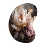 Marble Pink Gold Peony Flower V - Asymmetric Metal Wall Art