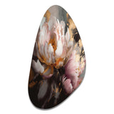 Marble Pink Gold Peony Flower V - Asymmetric Metal Wall Art