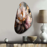 Marble Pink Gold Peony Flower V - Asymmetric Metal Wall Art