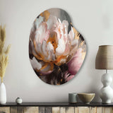 Marble Pink Gold Peony Flower V - Asymmetric Metal Wall Art