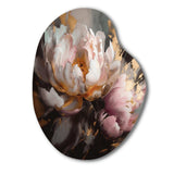 Marble Pink Gold Peony Flower V - Asymmetric Metal Wall Art