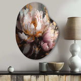 Marble Pink Gold Peony Flower V - Asymmetric Metal Wall Art