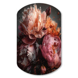 Orange Pink Peonies Blooming - Asymmetric Metal Wall Art