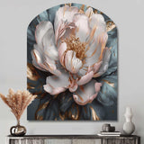 Pink Grey Peonies Blooming I - Asymmetric Metal Wall Art