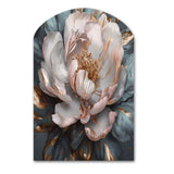 Pink Grey Peonies Blooming I - Asymmetric Metal Wall Art