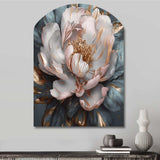 Pink Grey Peonies Blooming I - Asymmetric Metal Wall Art