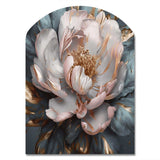 Pink Grey Peonies Blooming I - Asymmetric Metal Wall Art