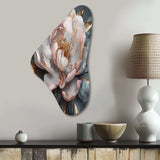 Pink Grey Peonies Blooming I - Asymmetric Metal Wall Art