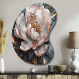 Pink Grey Peonies Blooming I - Asymmetric Metal Wall Art