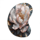 Pink Grey Peonies Blooming I - Asymmetric Metal Wall Art