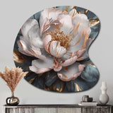 Pink Grey Peonies Blooming I - Asymmetric Metal Wall Art