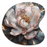 Pink Grey Peonies Blooming I - Asymmetric Metal Wall Art