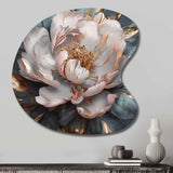 Pink Grey Peonies Blooming I - Asymmetric Metal Wall Art