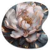 Pink Grey Peonies Blooming I - Asymmetric Metal Wall Art