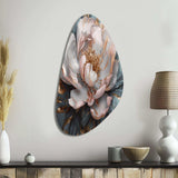 Pink Grey Peonies Blooming I - Asymmetric Metal Wall Art