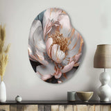 Pink Grey Peonies Blooming I - Asymmetric Metal Wall Art