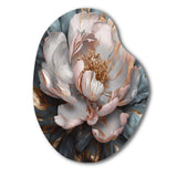 Pink Grey Peonies Blooming I - Asymmetric Metal Wall Art