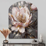 Pink Grey Peonies Blooming III - Asymmetric Metal Wall Art