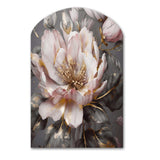 Pink Grey Peonies Blooming III - Asymmetric Metal Wall Art