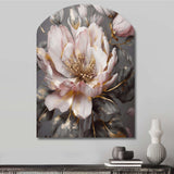 Pink Grey Peonies Blooming III - Asymmetric Metal Wall Art