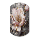 Pink Grey Peonies Blooming III - Asymmetric Metal Wall Art