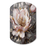 Pink Grey Peonies Blooming III - Asymmetric Metal Wall Art