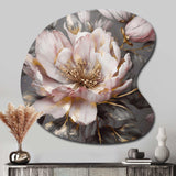 Pink Grey Peonies Blooming III - Asymmetric Metal Wall Art