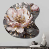 Pink Grey Peonies Blooming III - Asymmetric Metal Wall Art