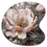 Pink Grey Peonies Blooming III - Asymmetric Metal Wall Art