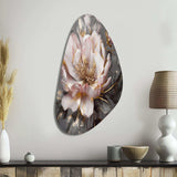 Pink Grey Peonies Blooming III - Asymmetric Metal Wall Art