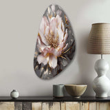 Pink Grey Peonies Blooming III - Asymmetric Metal Wall Art